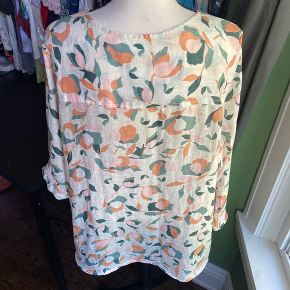 Women's Rachel Zoe 100$ Linen Blouse Top Size 2X White Multi-color - Picture 6 of 11